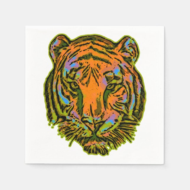 Pop Art TIGER HEAD + your backgr. & ideas Napkin (Front)