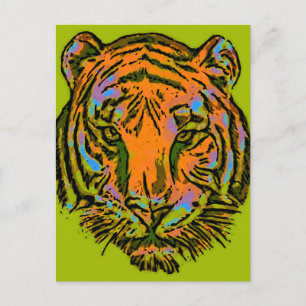 Pop Art TIGER HEAD + your backgr. & ideas Postcard