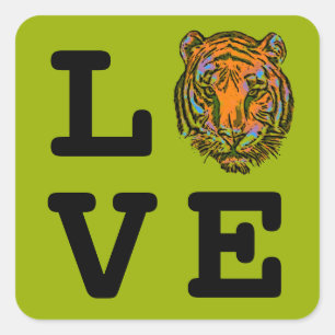 Pop Art TIGER HEAD + your backgr. & ideas Square Sticker