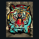 Pop art Tiger Sepia Background Poster<br><div class="desc">A bold and energetic pop art illustration of a fierce tiger,  reimagined with vivid colors and striking contrasts. This wild animal is depicted in a dynamic,  graphic style,  blending modern artistic expression with retro influences. The electrifying composition captures the tiger’s powerful presence while infusing a playful and contemporary aesthetic.</div>