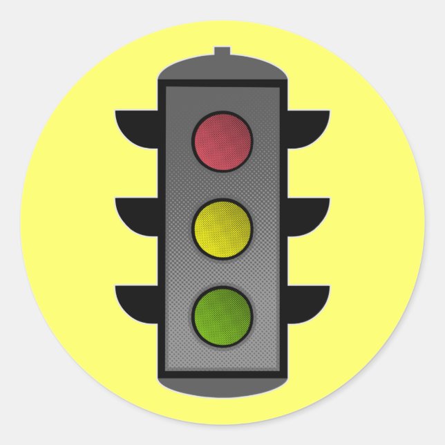 Pop Art Traffic Light Classic Round Sticker (Front)
