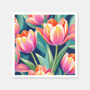 Pop Art Tulip Vibrant and Energetic Napkin