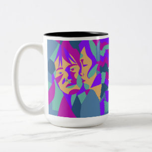 Pop Art   Two Women   2 Sided Two-Tone Coffee Mug