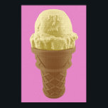 Pop Art Vanilla Ice Cream Cone Poster<br><div class="desc">I scream, you scream, we all scream for ice cream; or an ice cream cone! How about a scrumptious vanilla ice cream cone? The Pop Art Vanilla Ice Cream Cone graphic features a big scoop of vanilla ice cream sitting atop delicious cone. The pop art image results from an original...</div>