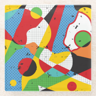 Pop Art, Vibrant Minimalism. Glass Coaster