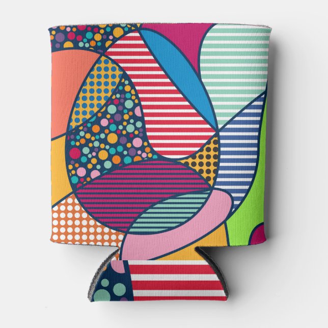 Pop Art Vintage Easter Pattern Can Cooler (Front)
