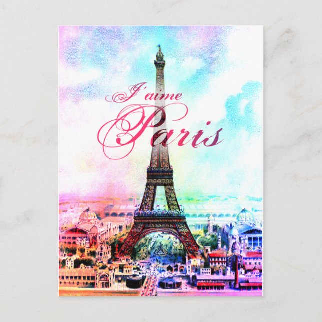 Pop Art Vintage Eiffel Tower Postcard (Front)