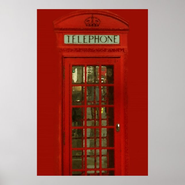 Pop Art Vintage London City Red Telephone Box Poster (Front)