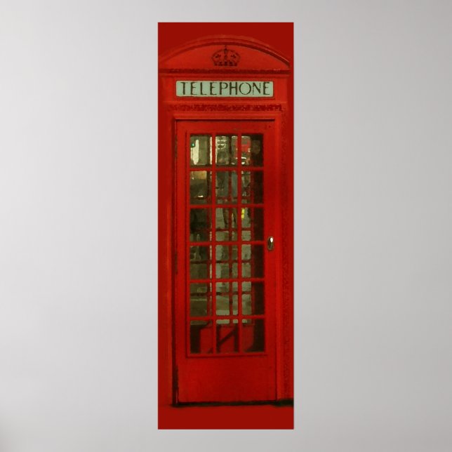 Pop Art Vintage London City Red Telephone Box Poster (Front)