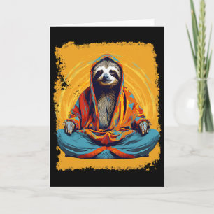 Pop Art Vintage Zoo Animal Sloth Yoga Card