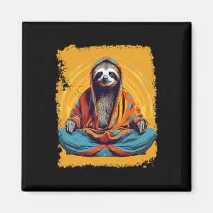 Pop Art Vintage Zoo Animal Sloth Yoga  Magnet