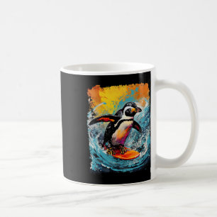Pop Art Vintage Zoo Bird Surfing Penguin Coffee Mug