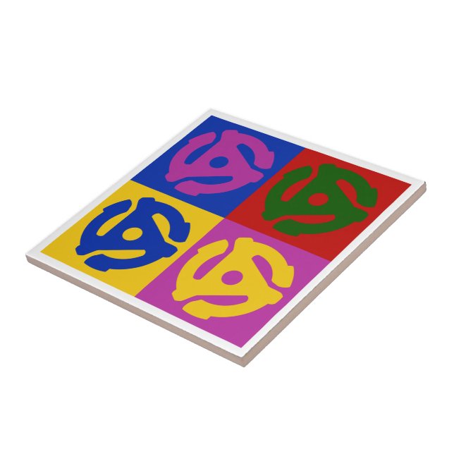 Pop Art Vinyl Record 45 RPM Insert Ceramic Tile (Side)
