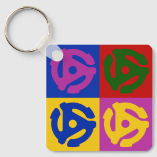 Pop Art Vinyl Record 45 RPM Insert Key Ring