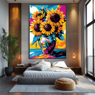 Pop Art Vision of Sunflowers Canvas Print
