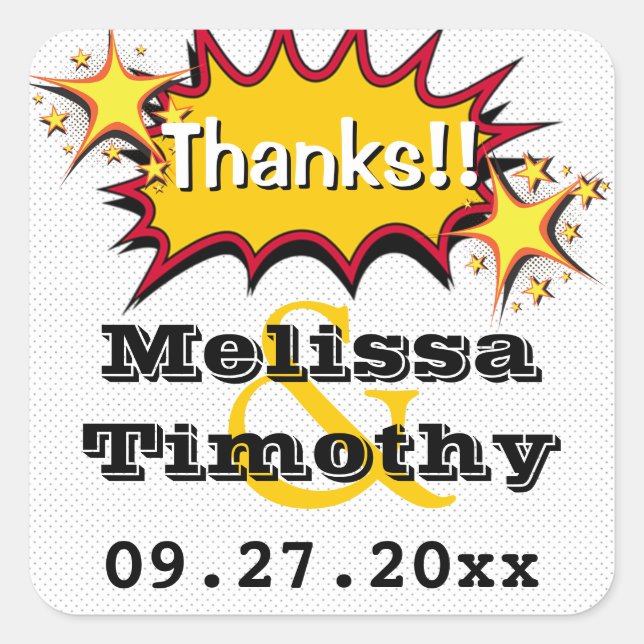 Pop Art Wedding Favour Sticker (Front)