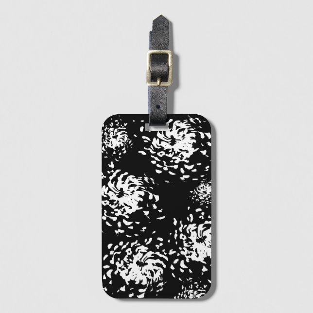 Pop Art White Flowers Luggage Tag (Front Vertical)