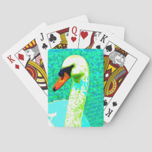 Pop Art White Swan Head  Playing Cards