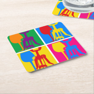 Pop Art Wine Square Paper Coaster