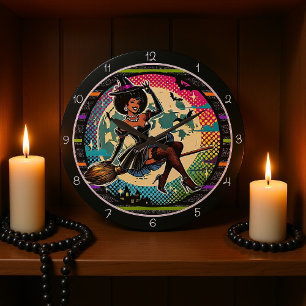 Pop Art Witch Halloween Large Clock
