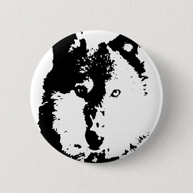 Pop Art Wolf 6 Cm Round Badge (Front)