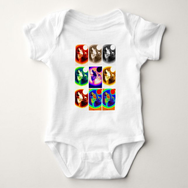 Pop Art Wolf Baby Bodysuit (Front)