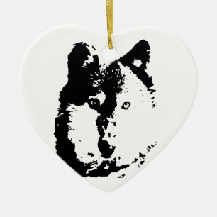Pop Art Wolf Ceramic Tree Decoration