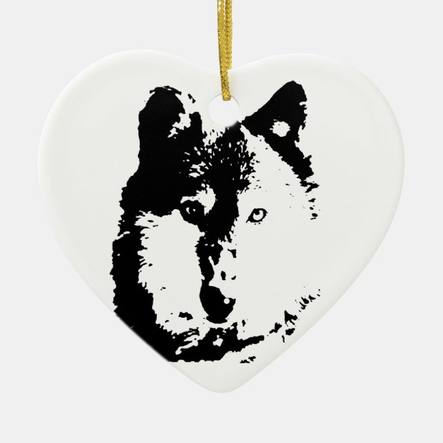 Pop Art Wolf Ceramic Tree Decoration (Front)