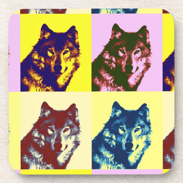 Pop Art Wolf Coaster (Front)