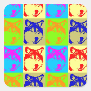 Pop Art Wolf Eyes Square Sticker