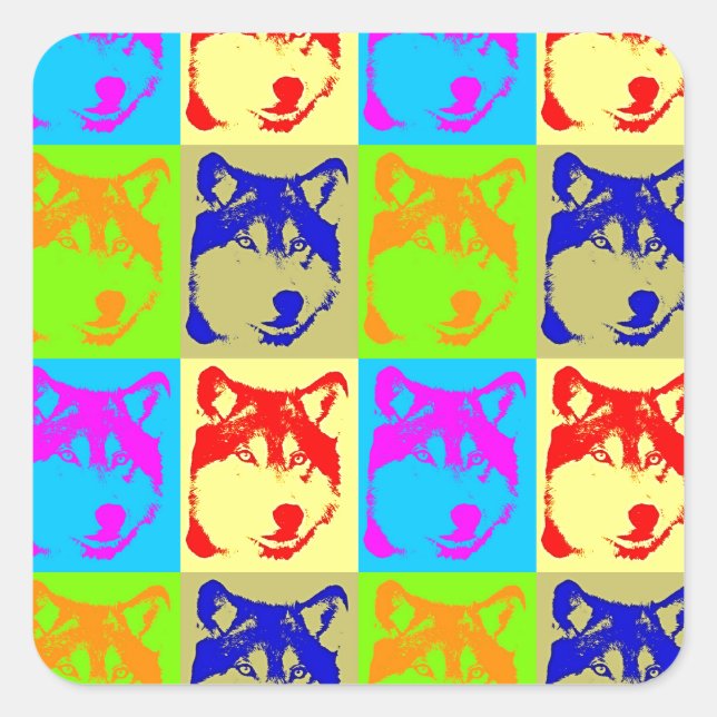 Pop Art Wolf Eyes Square Sticker (Front)