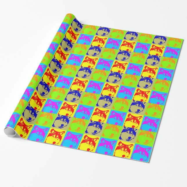 Pop Art Wolf Eyes Wrapping Paper (Unrolled)