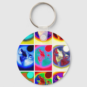 Pop Art Wolf Key Ring