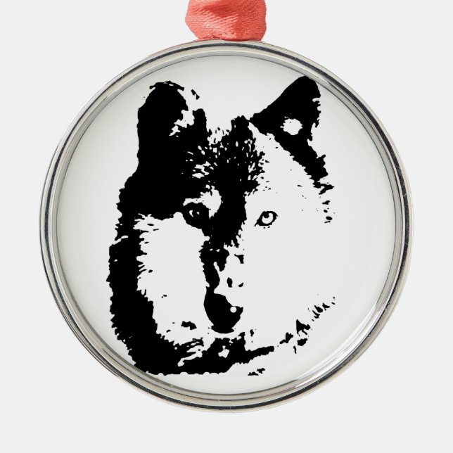 Pop Art Wolf Metal Ornament (Front)