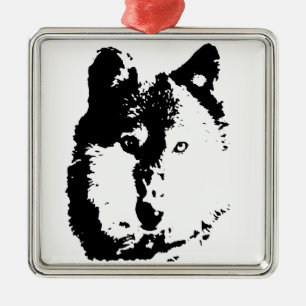 Pop Art Wolf Metal Tree Decoration