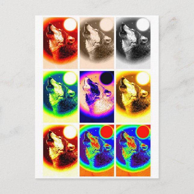 Pop Art Wolf Postcard (Front)