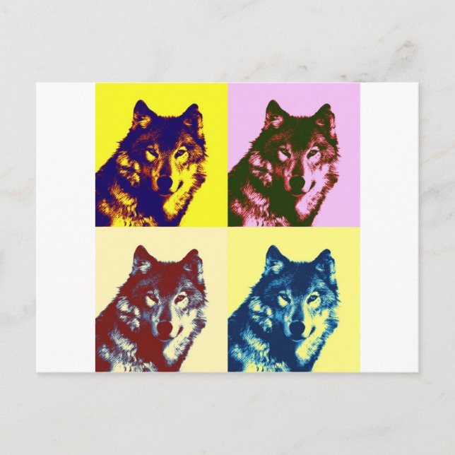 Pop Art Wolf Postcard (Front)