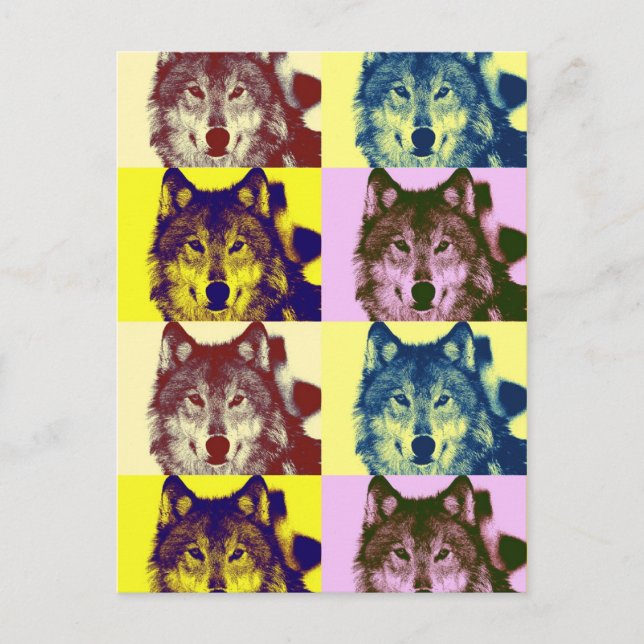 Pop Art Wolf Postcard (Front)