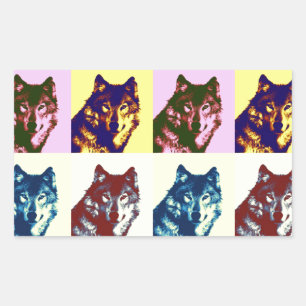 Pop Art Wolf Rectangular Sticker