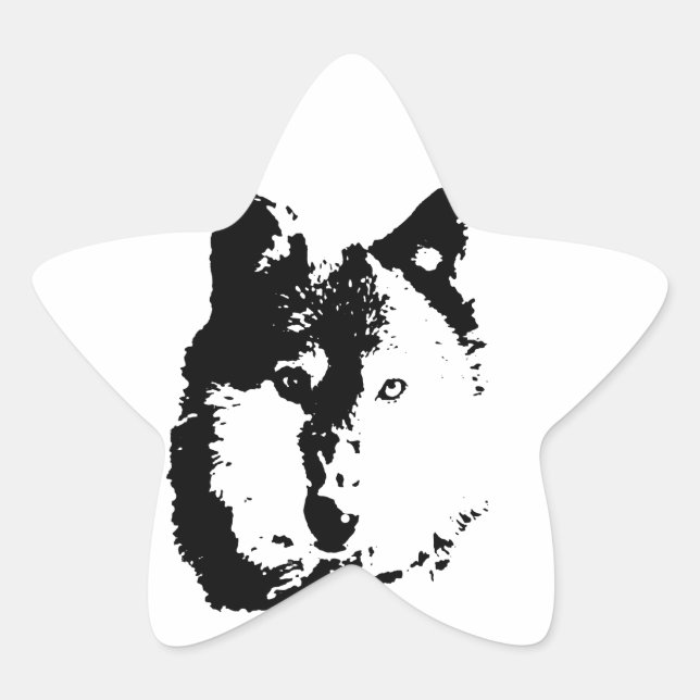 Pop Art Wolf Star Sticker (Front)