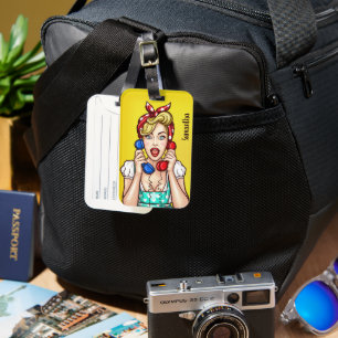 Pop Art Woman custom name Luggage Tag