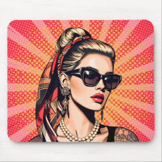 Pop Art Woman - Retro Chic Mouse Pad