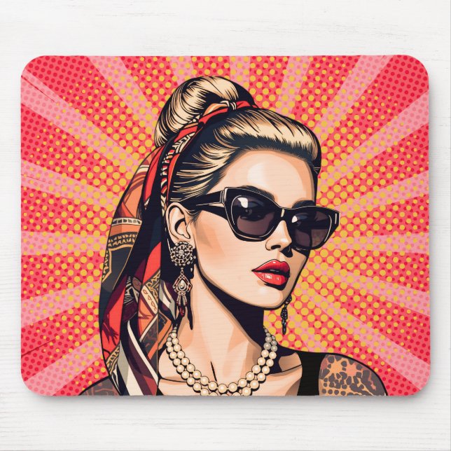 Pop Art Woman - Retro Chic Mouse Pad (Front)