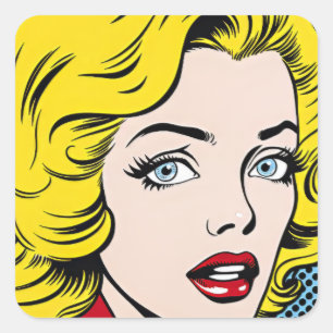 Pop Art Woman Square Sticker