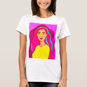 Pop Art Woman T-Shirt Colourful Retro Graphic Te