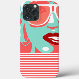 Pop Art Woman White Sunglasses Biting Red Lips iPhone 13 Pro Max Case