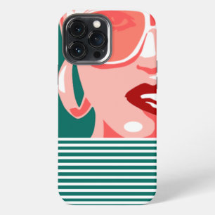 Pop Art Woman White Sunglasses Biting Red Lips iPhone 13 Pro Max Case