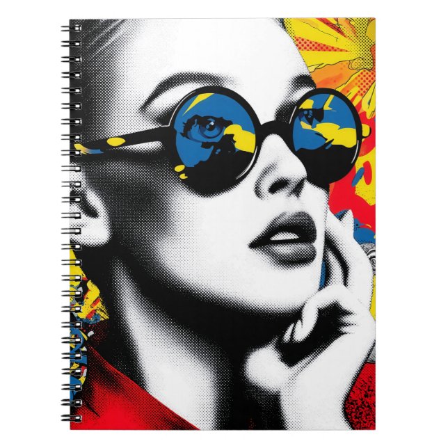 Pop art woman with sunglasses notebook (Front)