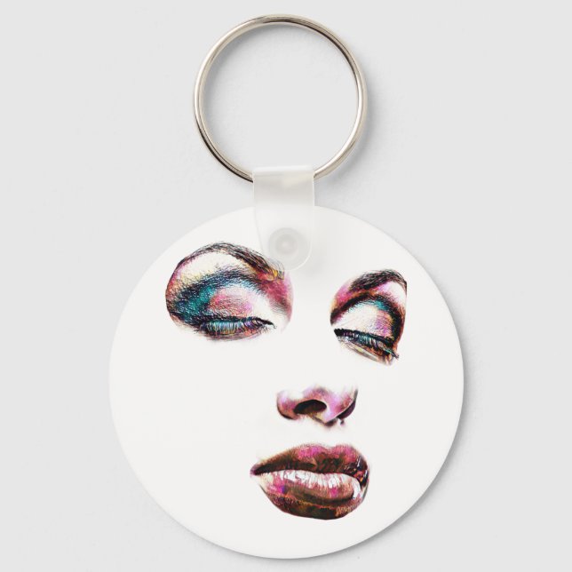  Pop Art Womans Face Makeup beauty Abstract art  Key Ring (Front)