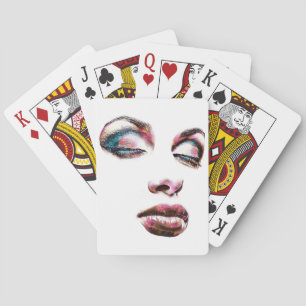 Pop Art Womans Face Makeup beauty Abstract art   Playing Cards